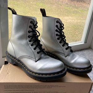 Dr Martens Silver Metallic Boots
